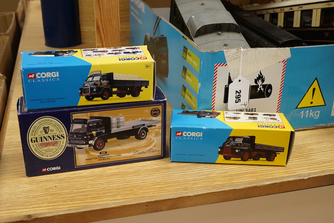 Forty boxed diecast commercial vehicles by Corgi, Corgi Classics, etc., including vehicles from the Guinness series, Vintage Glory of Steam, Eddie Stobart, etc., together with a few repainted Dinky Toys, including a Fode